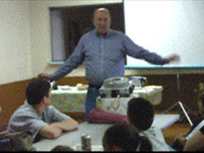 Meteorites - An instructor performing a talk on meteorites